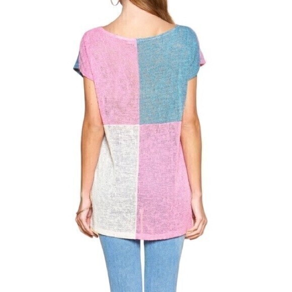Oddy‎ Pink\Green High Low Crochet Top Size M - Picture 2 of 10